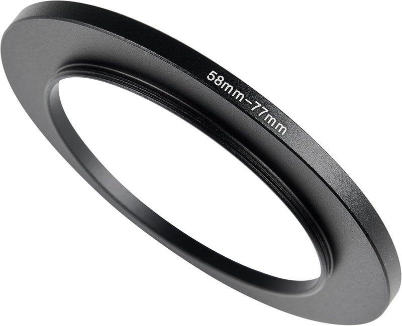 JOYTOLIN 58-77mm Metal Step-Up/Down Ring Adapter Compatible with Mirrorless Cameras DSLR Lens, UV CPL ND Filter Thread Converter, Black - Image 1